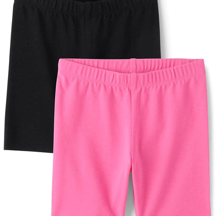 The Children's Place Baby Toddler Girls Bike Shorts, Black/Pink 2-Pack, 3T