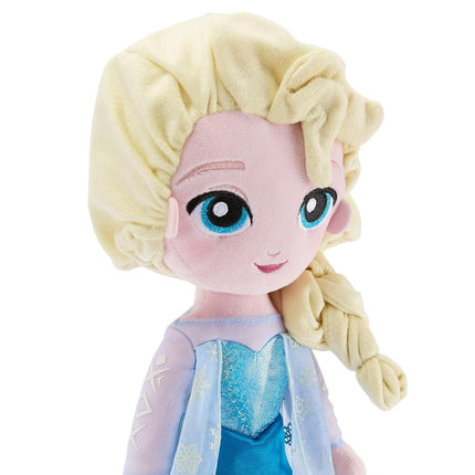 Disney Store Official Elsa Plush Doll - 14" Disney Plush with Shimmering Snowflake Cape, Iridescent Metallic Bodice, Satin Skirt and Embroidered Features - Frozen