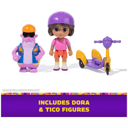 DORA Adventure Pack with Squirrel Tico - Mini Playset with 2 Figures (approx. 9 cm) and an Accessory with Function, for Imaginative Play, for Children from 3 Years