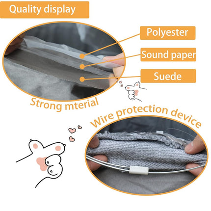 Terunat Cat Tunnel for Indoor Cats, 51×12 inch Foldable Big Cat Tunnel, Grey Suede Pet Tunnels with Two Peepholes and a Bubble Ball