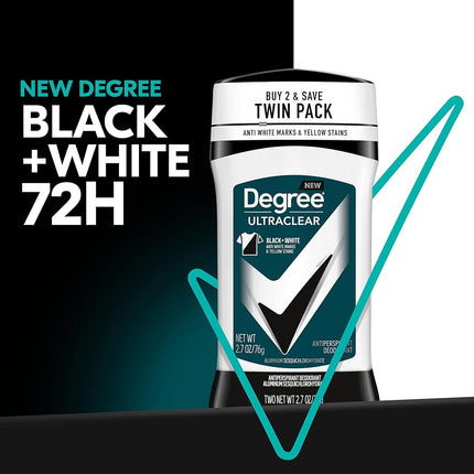 Degree Men UltraClear Antiperspirant Protects from Deodorant Stains Black + White Mens Deodorant 2.7 oz, 2 Count