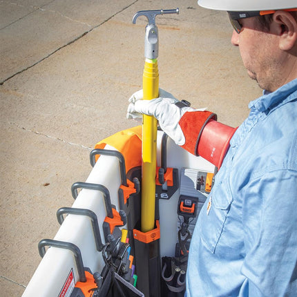 Klein Tools BC515S Hot Stick Holder Module with Magnetic Flap, Fits 8-Foot & 12-Foot Telescoping Sticks, Orange & Gray, Nylon