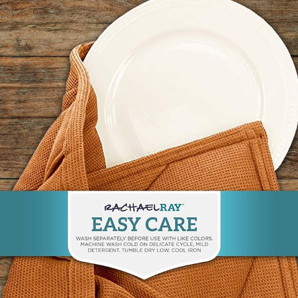 Rachael Ray Toalla Moppine - Toalla de cocina y agarrador 2 en 1 con 2 bolsillos resistentes al calor para sujetar utensilios de cocina y de repostería calientes - Toallas de cocina absorbentes perfectas para secar platos y manos, naranja quemado