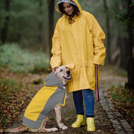 IECOii Dog Raincoat, Waterproof & Windproof Dog Rain Jacket with Reflective Strips for Rainy Walks,Pet Rain Poncho with Hood,Quick Dry,Easy to Wear,Yellow,XXL