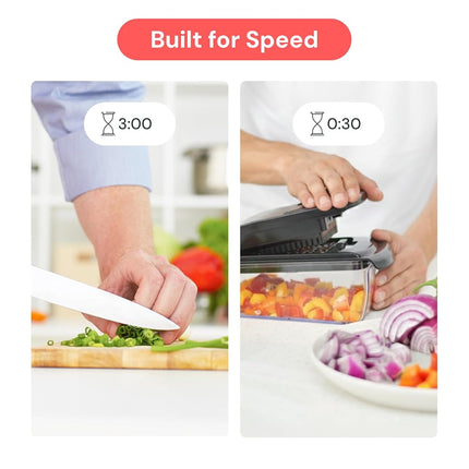 Fullstar Vegetable Chopper & Slicer - Onion & Veggie Chopper with Container - 2 in 1 Kitchen Gadget - Black