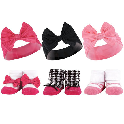 Ensemble Cadeau Bandeau et Chaussettes Bébé Fille Hudson, Rose Noir, Taille Unique