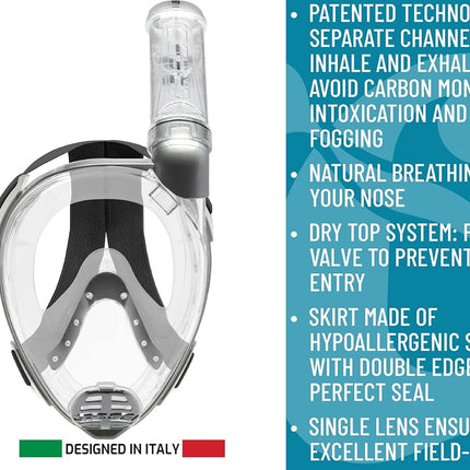 Cressi Baron Full Face Masks, Clear/Black, M/L