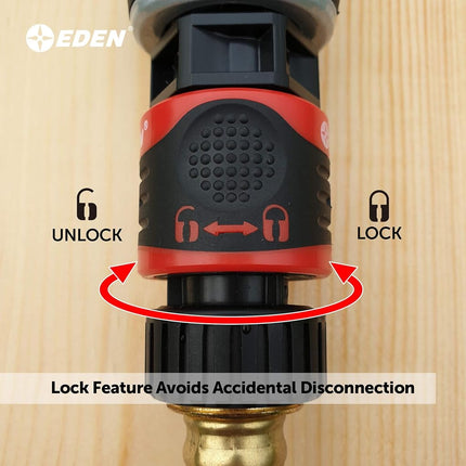 Eden 95210 Premium Garden Hose Fitting Quick Connect with Water Stop & Lock Feature, 5 pc Set