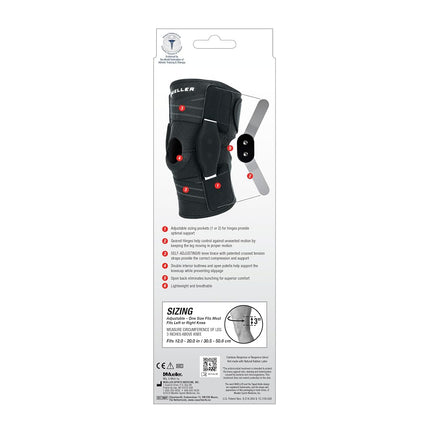 Mueller Sports Medicine Adjustable Hinged Knee Brace, Black/Gray, One Size Fits Most