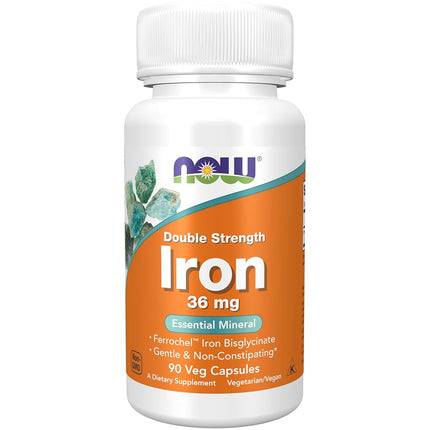 NOW Supplements, Iron 36 mg, 90 Veg Capsules