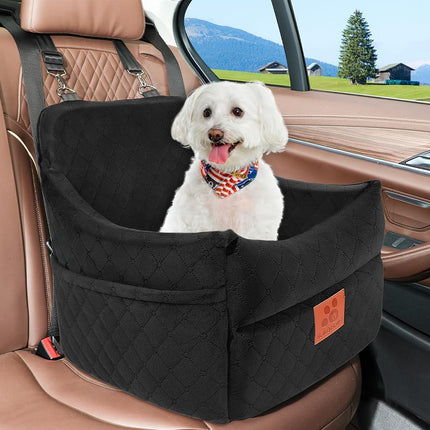 GL GLENSLAVE Siège Auto pour Chien pour Petits/Moyens Chiens, Siège Auto pour Chien avec Rembourrage Épais pour Moins de 16 kg, Siège Auto Amovible et Lavable pour Animaux de Compagnie (Noir)