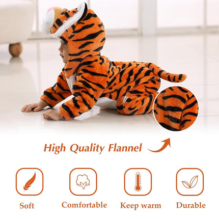 TONWHAR Kids' And Toddlers' Costumes Outfit Animal Onesie Cosplay Costume Baby Romper Jumpsuit (Orange Tiger, 18-24 Months/Height:80-90cm)