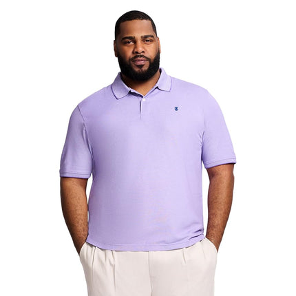 IZOD Men's Big and Tall Advantage Performance Short Sleeve Solid Polo Shirt, Dahlia Purple, Large