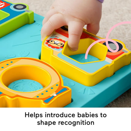 Fisher-Price Baby Sorting Toy Shapes & Sounds Vehicle Puzzle with Music & Lights for Fine Motor Play, Ages 9M+, HRP31