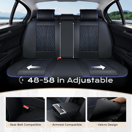 Coverado Car Seat Covers Full Set, 5 Seats Front Seat Cover and Back Seat Covers for Cars, Automotive Seat Covers Nappa Leather Waterproof Seat Covers, Car Seat Protectors Universal for Cars