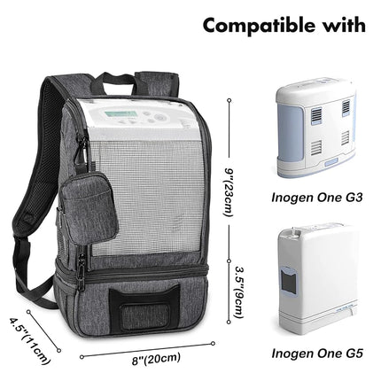BAGSFY Portable Oxygen Concentrators Backpack Compatible with Inogen One G3 & G5, Inogen Rove 6, Lightweight Oxygen Machine Carrying Bag (Gray)