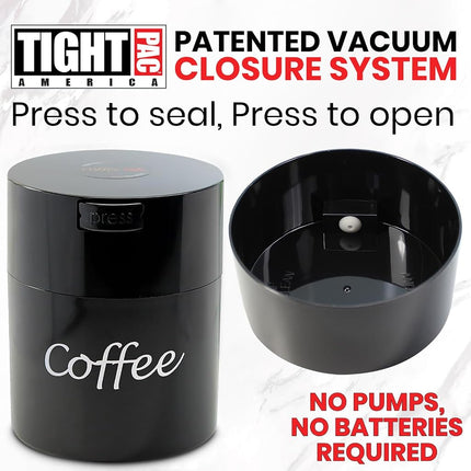 Coffeevac 1/2 LB – Patented Airtight Container | Multi-use Vacuum Container Works as Smell Proof Containers for Ground Coffee and Coffee Bean Containers. Black with Logo
