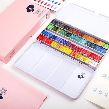 Paul Rubens Artist Grade Watercolor Paint, 48 Colors Solid Cakes with Portable Metal Box for Artists, Beginners, Hobbyists, Students