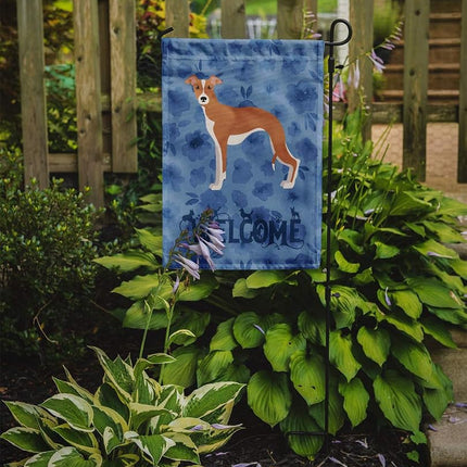 Caroline's Treasures CK6002GF Bandera de bienvenida de galgo italiano n.º 2, tamaño jardín, pequeña, multicolor