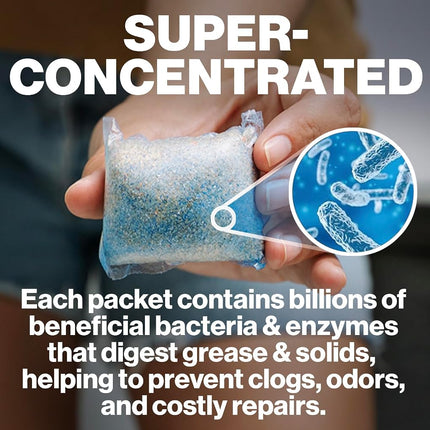 Walex Bio-Active Home Septic Tank Treatment - Strong Digestive Power with Beneficial Bacteria & Enzymes for Liquefying Solids & Breaking Down Waste, Odor Neutralizer -1 Year Supply, 12 Packets