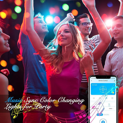 DAYBETTER Tiras de luces LED de 30 m (2 rollos de 15 m) con control inteligente mediante aplicación y control remoto, luces LED RGB 5050 para dormitorio, luces que cambian de color con sincronización de música para fiestas en habitaciones