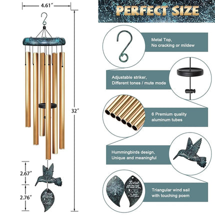 Sympathy Wind Chimes for Outside Deep Tone, Memorial for Loss of Loved One Prime, Bereavement Condolence Remembrance Funeral Gifts for Grieving Friends Loss of Mother Father