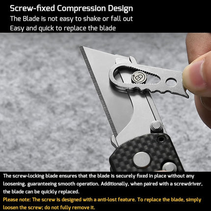 OKNIFE U1 Pro Multitool Folding Utility Knife with Folding Screwdriver, Quick Change Blade, Rail Lock & Pocket Clip for Men Women (Carbon Fiber Overlay)