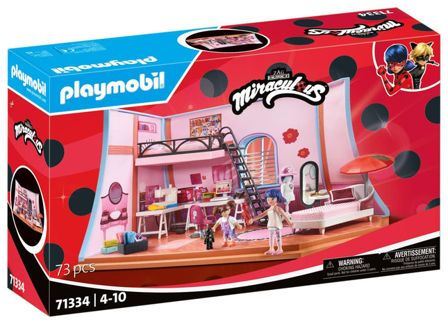 Playmobil 71334 Miraculous: Marinette's Loft, colourful play fun including Marinette and Manon, adventure with Ladybug, fun imaginative role play, detailed play sets suitable for children ages 4+
