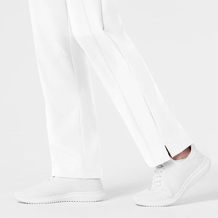 WonderWink Petite Women's Flat Front Cargo Pant, White, Small Petite