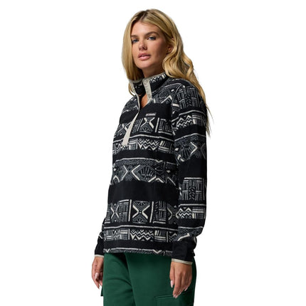 Columbia Women's Benton Springs Printed 1/2 Snap, Fleece Pull Over, Black Deschutes Days, X-Large