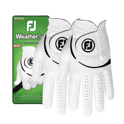 FootJoy Men's WeatherSof 2-Pack Golf Glove, White,