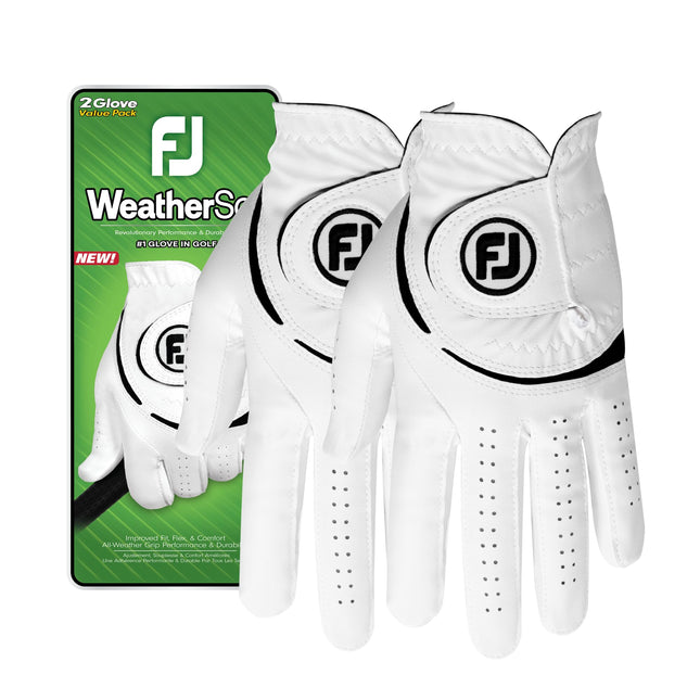 FootJoy Men's WeatherSof 2-Pack Golf Glove, White,