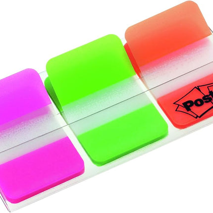 Post-it Index Medium Strong Filing Tabs, 36 Tabs, 25.4 mm x 38.1 mm, Orange, Pink and Green - Sticky Flags for Documents and Information