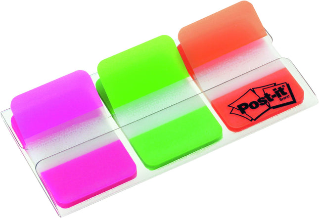 Post-it Index Medium Strong Filing Tabs, 36 Tabs, 25.4 mm x 38.1 mm, Orange, Pink and Green - Sticky Flags for Documents and Information