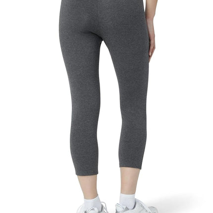 HUE Women's Wide Waistband Blackout Cotton Capri Leggings, Assorted, Graphite Heather, XL