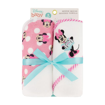 Toallas con capucha Disney Cudlie para bebé Minnie Mouse, paquete de 2, enrolladas/en tarjeta, estampado Happy Dots