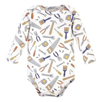 Hudson Baby Unisex Baby Cotton Long-Sleeve Bodysuits, Construction Work 5-Pack, 6-9 Months, Construction Work 5-pack, 6-9 Months