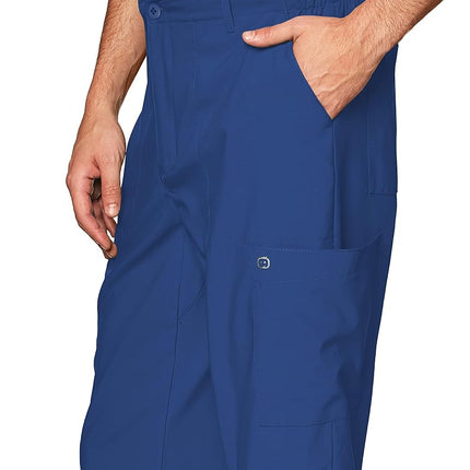 WonderWink 5355AGALALG W123 Men's Flat Front Cargo Pocket Pant, Galaxy Blue, Standard-L Size