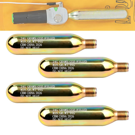 4 Pack 24g 1/2" CO2 Reset Cylinder Replacement Thr