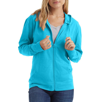 Sudadera con capucha de jersey con cremallera completa para mujer Hanes, azul marino, talla XXG
