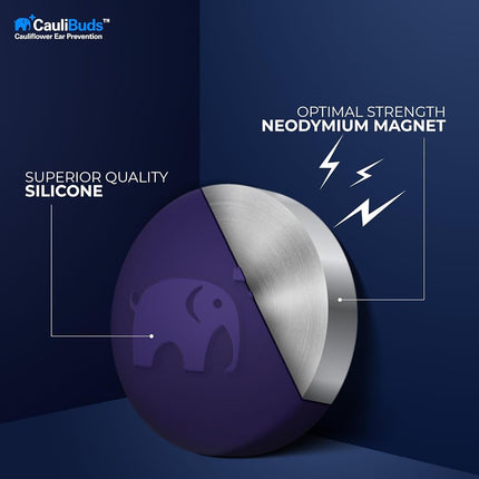 Caulibuds™ Cauliflower Ear Magnets - Premium Silicone Magnet Compression Kit for Cauliflower Ear Prevention & Treatment in BJJ, Wrestling, MMA, & Rugby - Minimize Ear Draining (Purple)
