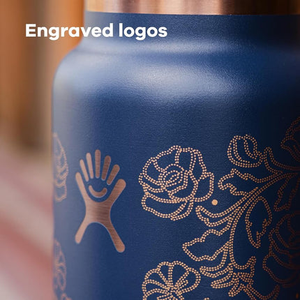 Hydro Flask Water Bottle - Insulated Stainless Steel - Wide Straw Lid, Leakproof, Leakproof and Refillable in Western Dark Blue