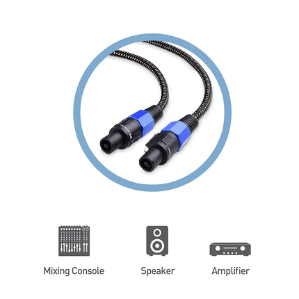 Cable Matters 2-Pack, Premium Braided 12AWG Speaker Cable 6 ft Compatible with Speakon NL4FC Port