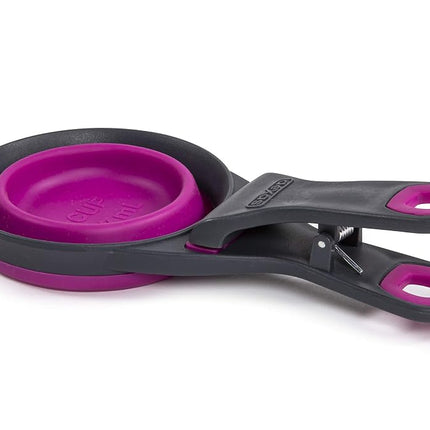 Dexas Pets Collapsible KlipScoop Collapsible Dry Dog Food Scoop and Dog Food Bag Clip, 1 Cup Capacity, Fuchsia