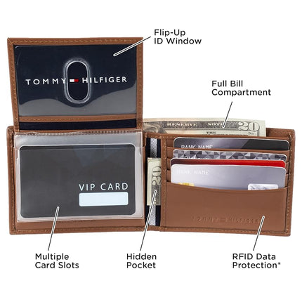 Tommy Hilfiger Men's Dore Passcase Billfold, British Tan, One Size