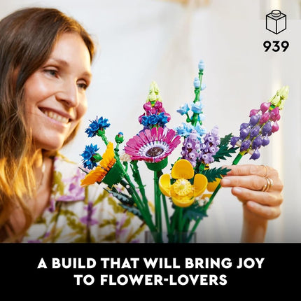 LEGO Icons Wildflower Bouquet 10313 Set - Artificial Flowers with Poppies and Lavender, Adult Collection, Unique Home Décor, Botanical Piece for Wife, Spring Flowers