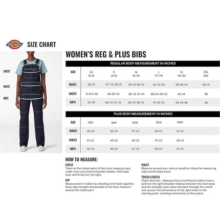Dickies Overoles de Peto Aislados de Ajuste Regular para Mujer, Negro, 4XG Grande