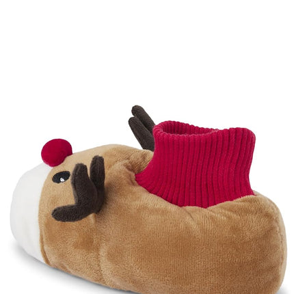 Gymboree Unisex-Child and Toddler Slip Resistant Home Slipper, Christmas Reindeer, 11-12 Little Kid