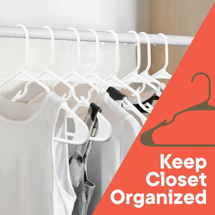 Premium Clothes Hangers – Space-Saving Slim Design, Lightweight and Durable Plastic with Smart Shoulder Grooves, Versatile Usage for Organizing Laundry, Coats, and Clothes, White, Pack of 20
