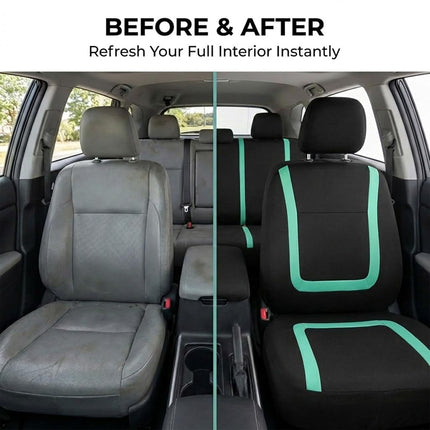 Automotive Seat Covers Mint Universal Fit Unique Flat Cloth fits Most Cars, SUVs, and Trucks (with 4 Detachable Headrests and Solid Bench) FH Group FB032MINT114